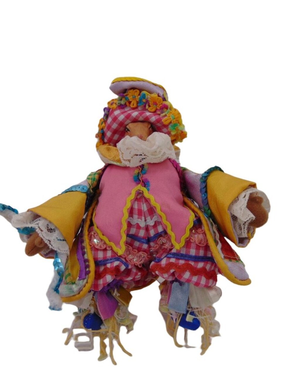 Wayne Kleski Patchwork Top Hat Rabbit Bunny Doll Plush Sequins Wand Lace Ribbon